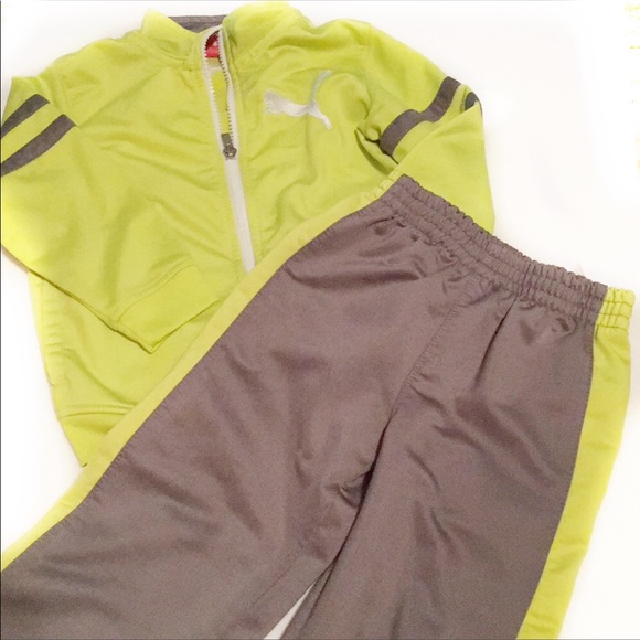 boys green puma tracksuit